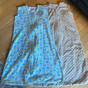 2 Halo size Large sleep sacks owl print and minky dots